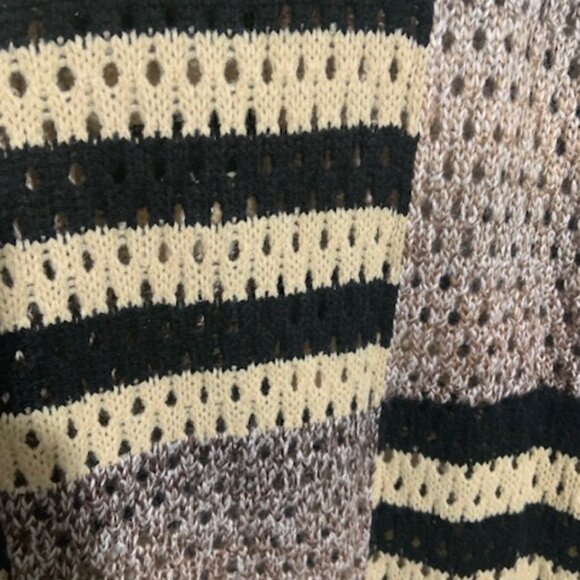ELAN Boho Hippie Crochet Knit Long Duster Cardigan Sweater Multi Stripe - Size M - Picture 3 of 6